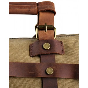 TP8 Vamp 2 Vintage™ Canvas Leder schultertasche Handgepäck Reisetasche Weekender fur Männer und Frauen - khaki